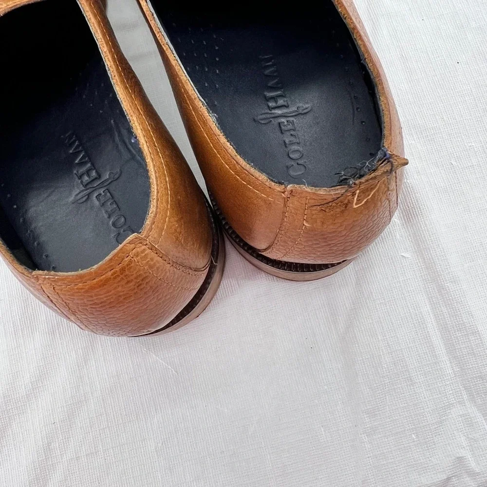 Cole Haan Williams Derby‎ Shoes Mens 9.5 M Tan Pebbled Leather Plain Toe C11332
